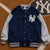 New York Yankees Majestic MLB Button Down Bomber Jacket Men XL USA Vintage 90s