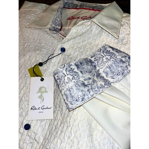 Robert Graham Dominic White Textured Shirt 3XL Classic Fit NWT Luxury Button
