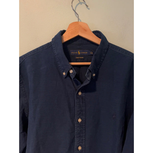 Polo Ralph Lauren Indigo Oxford Shirt Mens L Blue Button Down Cotton Casual