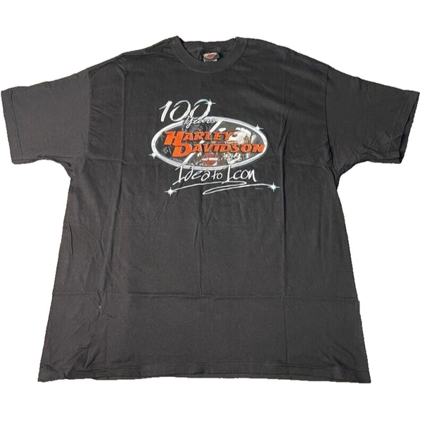 Harley Davidson 100 Years Idea To Icon XL Rare Biker Hanes Beefy-T T Shirt