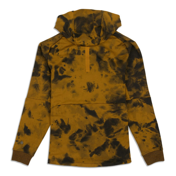 Lululemon Mens M Textured Tech Hoodie Diamond Dye Gold Spice Black Pullover