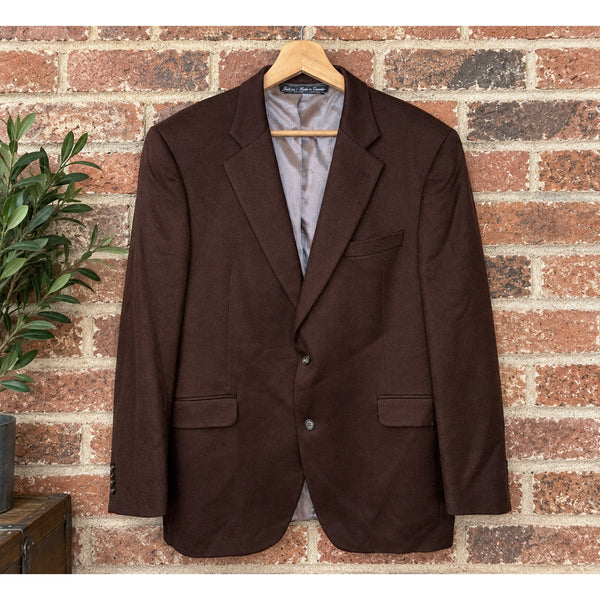 Valenza Loro Piana Cashmere Blazer Men's 44L Brown Sport Coat Made Canada