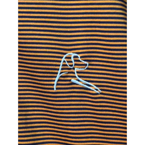 Rhoback Polo Shirt Men's Medium Orange Black Striped Performance Golf Stretch