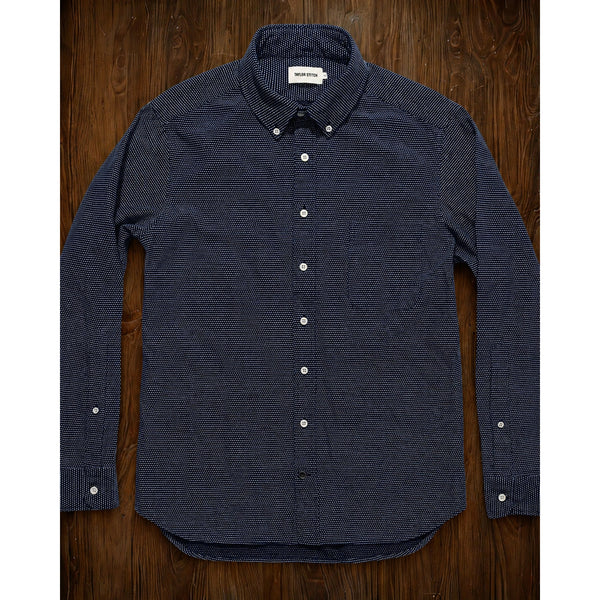 Taylor Stitch The Jack Reverse Jacquard Button Down Shirt Men's 42 L Navy EUC