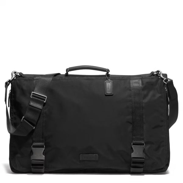 Coach Varick F93316 Nylon Messenger Garment Bag Black Leather Trim Travel Rare