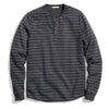 Marine Layer Double Knit Henley Shirt Mens 2XL Gray Blue Striped Long Sleeve NWT