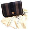 Fendi Purse PEQUIN BAG Striped Leather Gold Modern Pockets Organizer VNTG