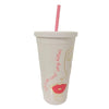 Benefit Kiss Tints 2020 Tumbler Soda Drink Straw Hard Plastic Cup White