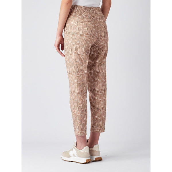 Peserico Graphic-Print Cropped Trousers Camel Butter Size 52 EU 16 US