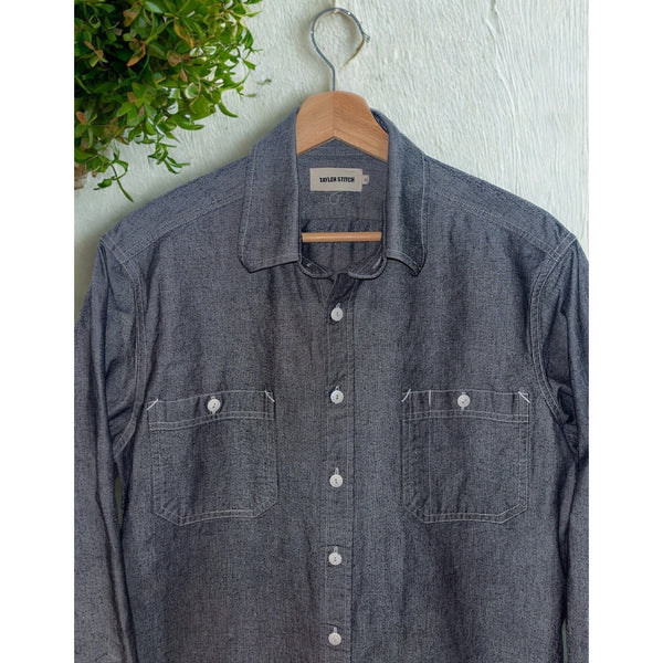 Taylor Stitch California Work Shirt Sz. 40 Charcoal Chambray Organic Cotton NWOT