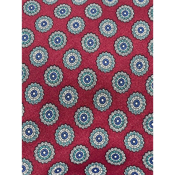 Christian Dior Monsieur Silk Tie Red Geometric Medallion Vintage Made in USA