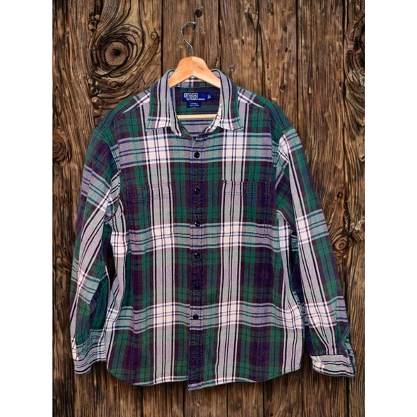 Polo Ralph Lauren Farrell Heavy Twill Shacket Men’s L Tartan Plaid Work Shirt