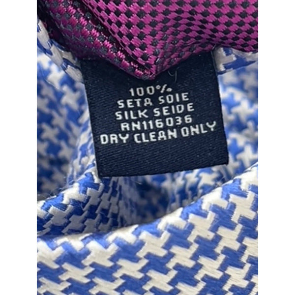 Charles Tyrwhitt 100% Silk Tie Blue White Geometric Mens Classic Necktie EUC