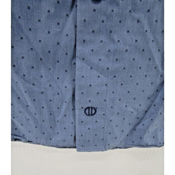 David Donahue Heathered Dobby Fusion Shirt Poplin Denim Blue Men's 17.5 XL