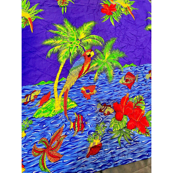 Tropical Print Fringe Edge Shawl Scarf Skirt Beach 68” x 42” Vintage Women's