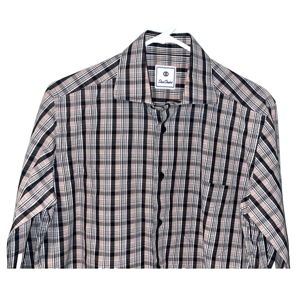 David Donahue Toast Brushed Plaid Shirt Mens M MSRP $165