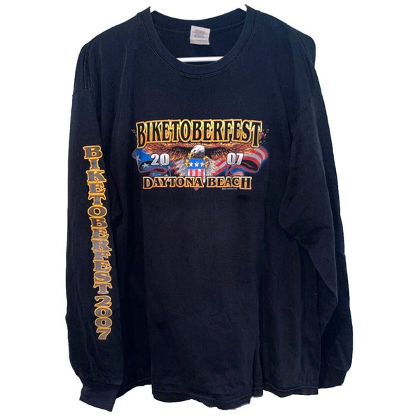 Daytona Beach Biketoberfest 2007 Biker Size XL L/S T-shirt Bald Eagle USA