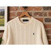 Polo Ralph Lauren Cable Knit Sweater Men's L Cream Wool Cashmere Pony