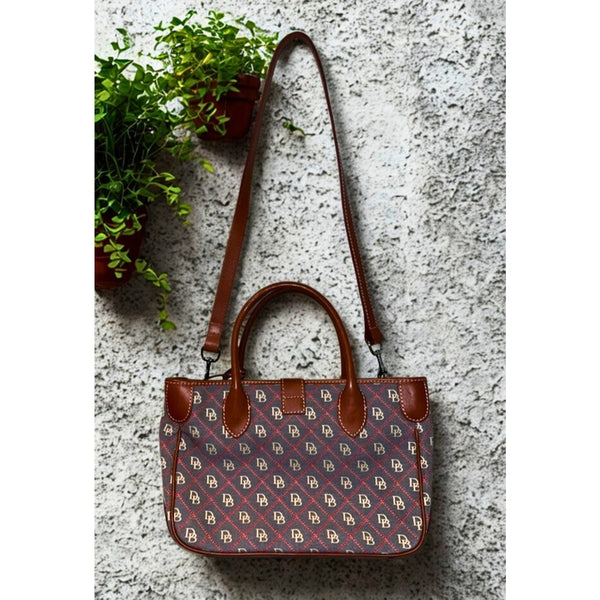 Dooney & Bourke Monogram Canvas Leather Tote Shoulder Bag Crossbody