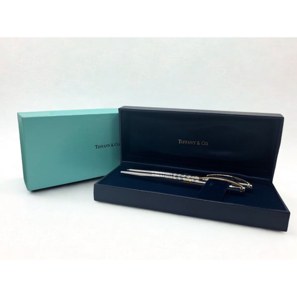 Tiffany & Co T-Clip Pen Pencil Set Chrome Gold Tone NOS Boxed Luxury Writing