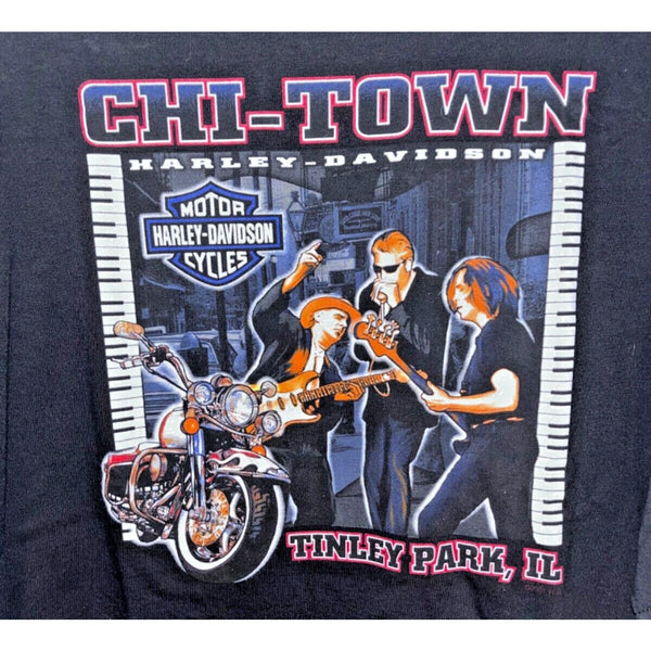 Harley Davidson Chi-Town Tinley Park, Illinois XL Rare Music Biker T Shirt Tee