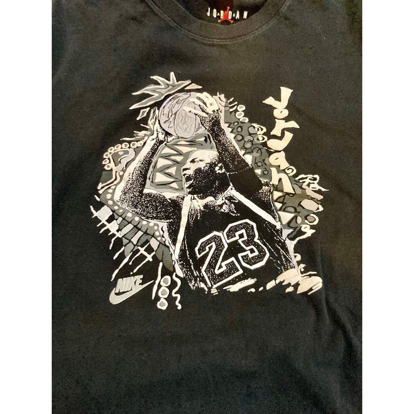 Air Jordan 23 Black/White Distressed Graphic T Shirt Mens Large