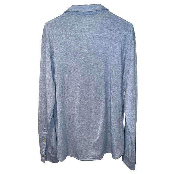 Lucky Brand Tencel Jersey Shirt Mens XL Blue Button Up Long Sleeve