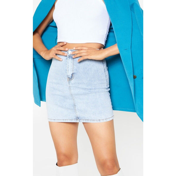 PRETTY LITTLE THING Vintage Wash Disco Fit Denim Skirt Sz. 10 NWT