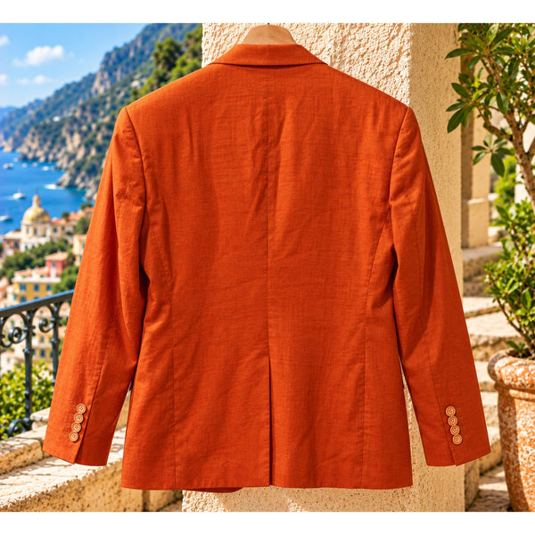 Robert Graham Linen Blend Blazer Sport Coat Jacket Orange Classic Fit Sz 42 NWOT