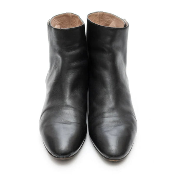 Chloe Double Buckle Black Flat Ankle Boot Gold Hardware Sz. 36.5 Made in Italy