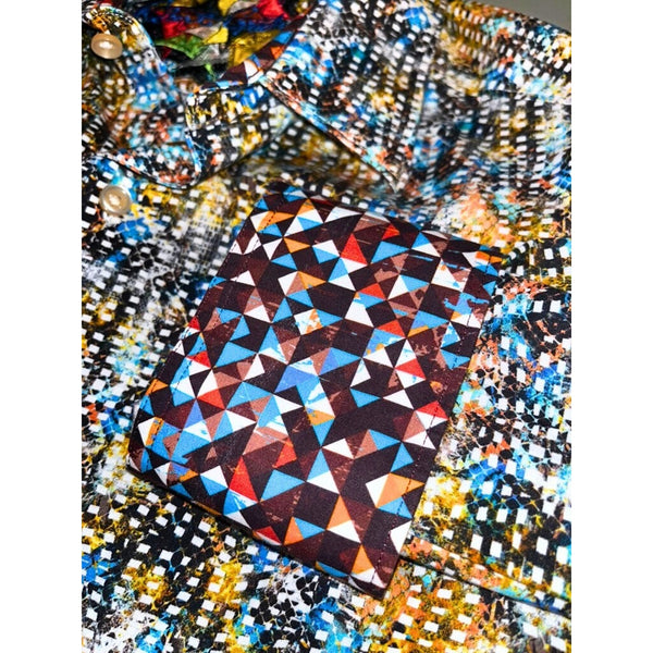 Robert Graham Shirt L Geometric All Over Print Flip Cuff NWOT Classic Fit