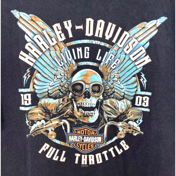 Harley Davidson Living Life Full Throttle Black Jack Florance SC M Biker T Shirt