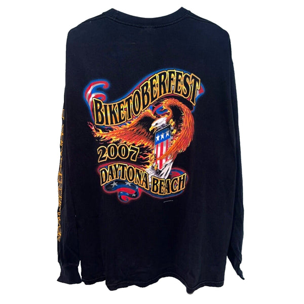 Daytona Beach Biketoberfest 2007 Biker Size XL L/S T-shirt Bald Eagle USA