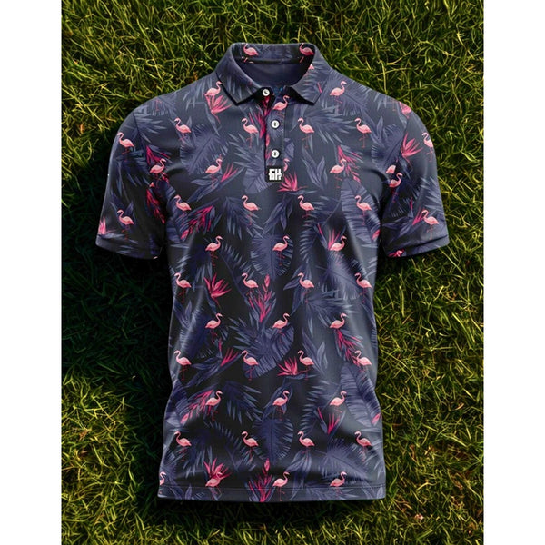 Greater Half GH Polo Shirt Mens XL Flamingo Mingos Polo Performance Golf Stretch