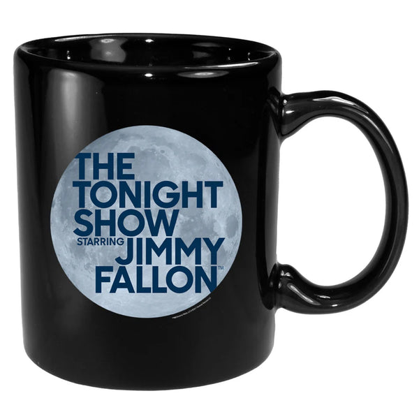 Tonight Show Jimmy Fallon Mug Black Ceramic Moon Logo 2014 NBC NWOT