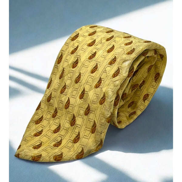 Brioni 100% Silk Tie Handmade Italy Gold Luxury Designer Classic Necktie