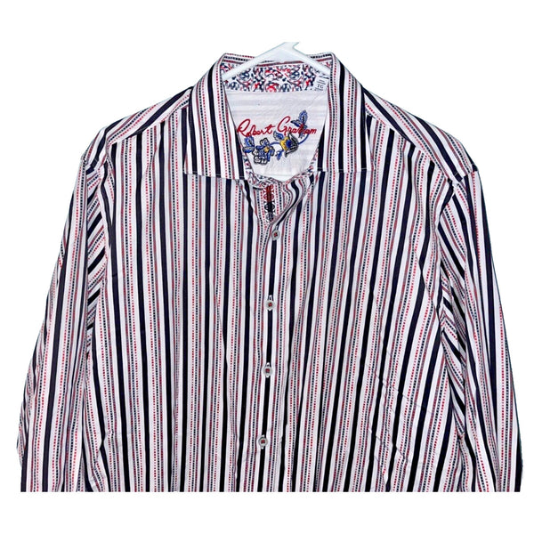 Robert Graham Button Front Striped Shirt Flip Cuff Men's Sz. XL NWOT