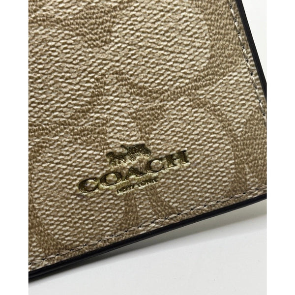 Coach F63274 Signature Canvas ID Lanyard Card Holder Chalk No Strap