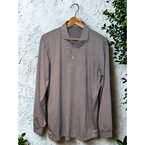 Holderness & Bourne Long Sleeve Polo Men’s M Gray Stripe Watchung Valley Golf