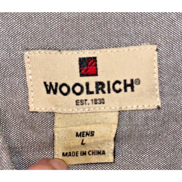 Woolrich Men's Button Up Long Sleeve Shirt Olive Sz. L 100% Cotton 703