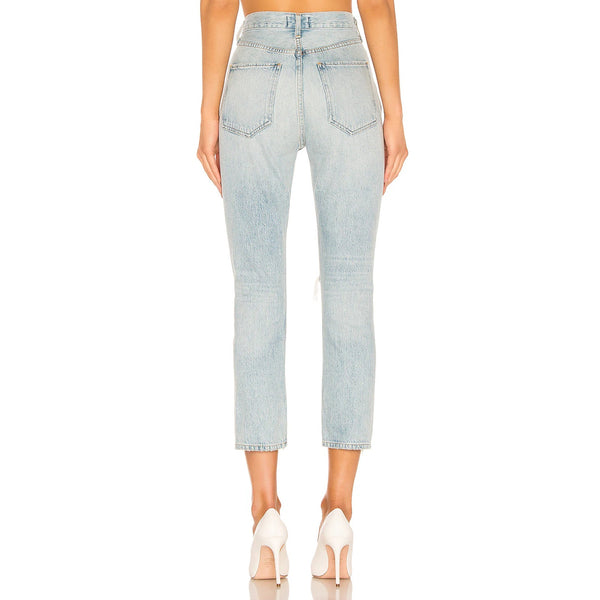 AGOLDE Riley High Rise Straight Cropped Jeans Shatter Wash Sz. 28X26 $188 NWOT