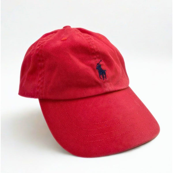 Polo Ralph Lauren Red Strapback Hat Black Pony Logo Adjustable Dad Cap Cotton