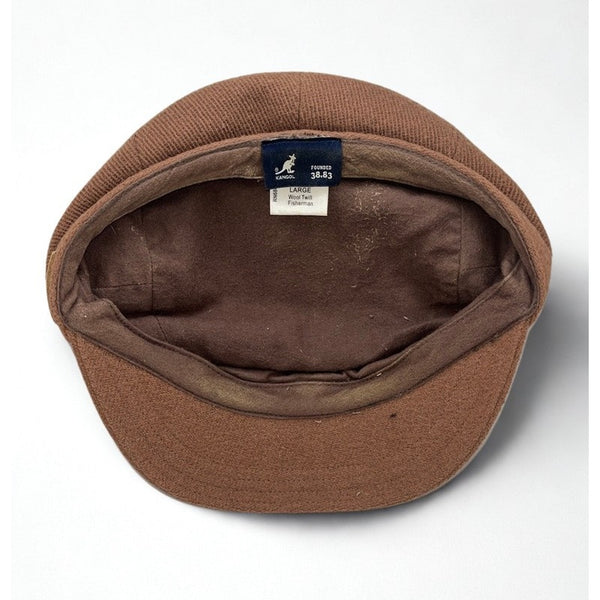 Kangol Wool Fisherman Cap Brown Mens Large Newsboy Hat Classic EUC