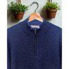 Ermenegildo Zegna Cashmere 1/4 Zip Sweater Navy Blue L 52 Made in Italy (Flaw)