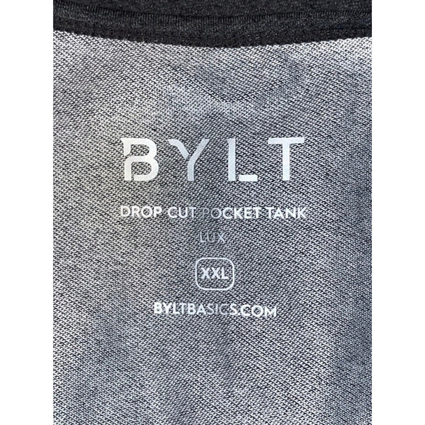 BYLT LUX Drop-Cut Pocket Tank Gray Pocket Men's 2XL NWOT UPF 50 Stretch