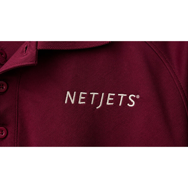 NetJets Sport-Tek Golf Polo Shirt Men's Large Burgundy Performance Employee Logo
