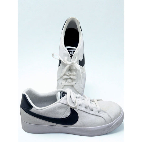 Nike Womens Court Royal AC Canvas Tennis Shoe CD5405 100 White Black Sz 10 EUC