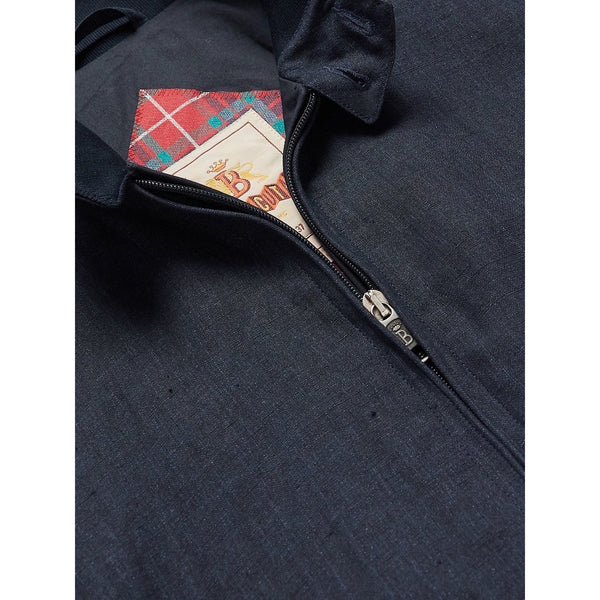 Baracuta G9 Linen Harrington Jacket Blue Fraser Tartan Italy Sz 46 L