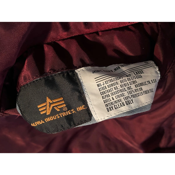 Alpha Industries MA-1 Flight Bomber Jacket Men's L Burgundy Orange Reversible