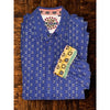 Robert Graham Textured Shirt Sz. 3XL Blue Geometric Flip Cuff Button EUC